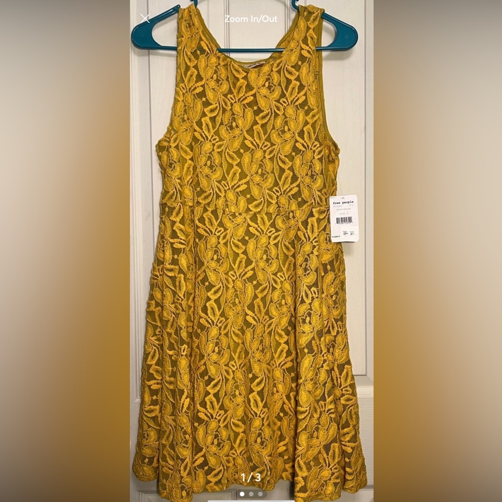 NWT Free People mustard lace dress size small